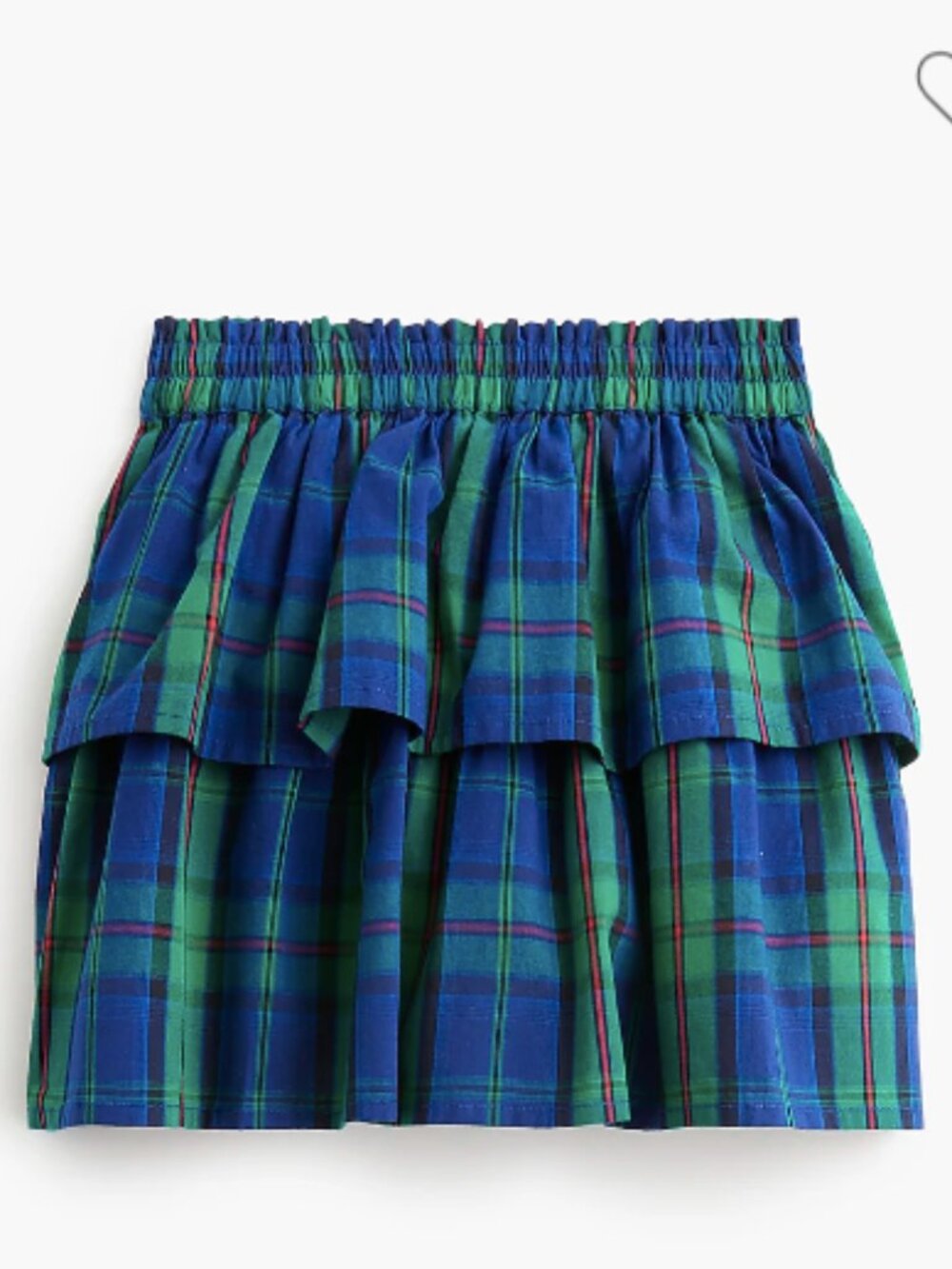 J.Crew Factory Girls' tartan tiered skirt in Fairmont Blue Green Red plaid 10